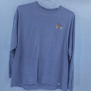 Purple Long Sleeve Shirt with Butterfly Embroidery